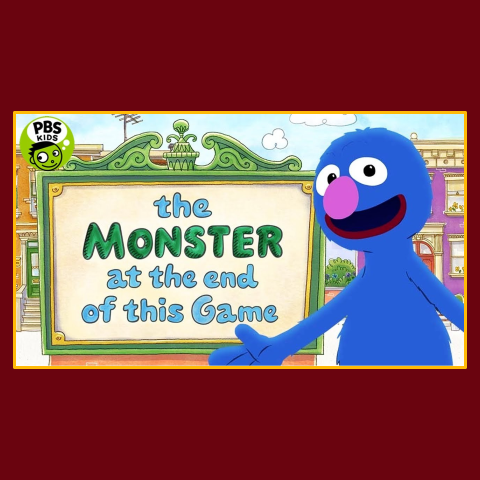 button showing the monster at the end of this book game logo